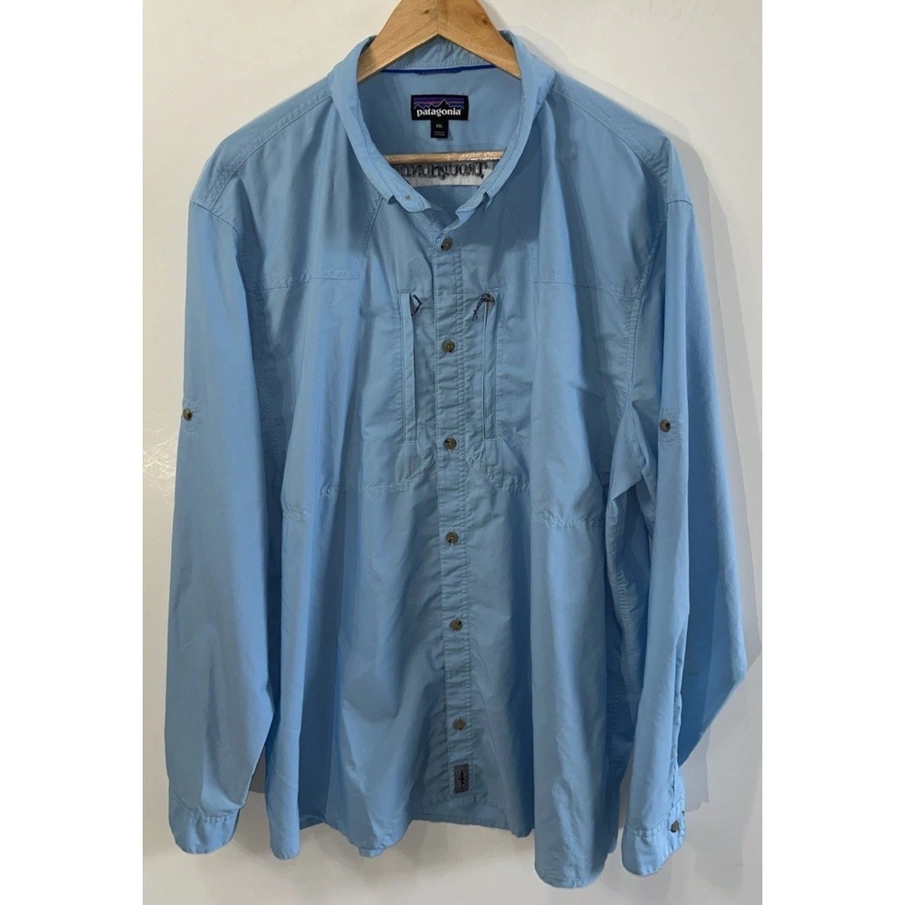 PATAGONIA Long-Sleeved Sun Stretch Shirt Sz XXL 52198 Clean Zip Pockets